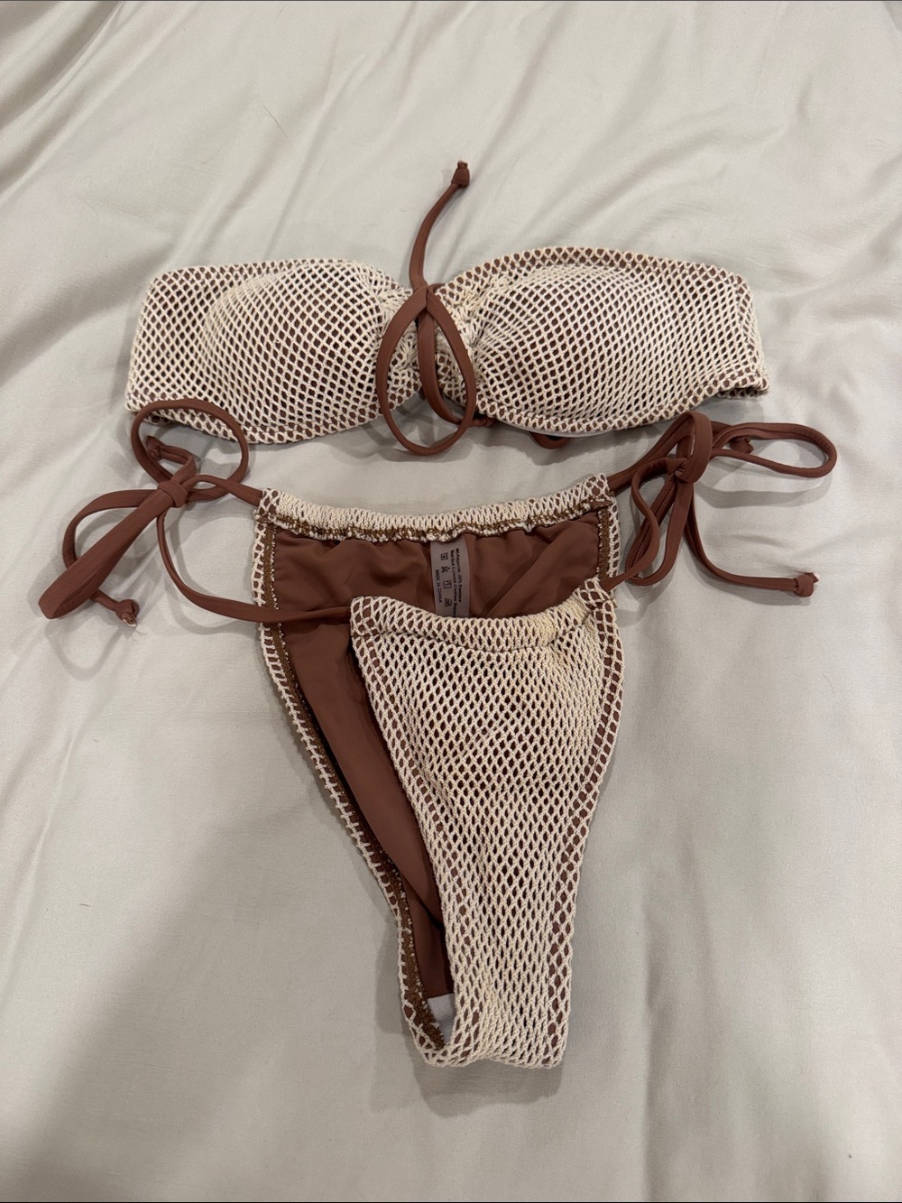 Women’s Two-Piece Brown & Cream Mesh Bikini